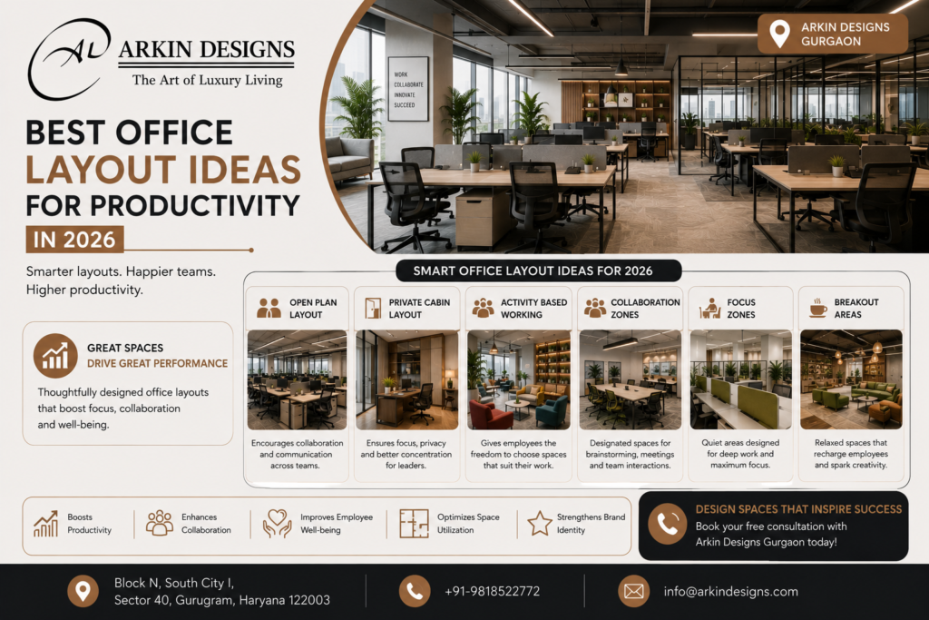 Best Office Layout Ideas for Productivity in 2026 Arkin Designs Gurgaon