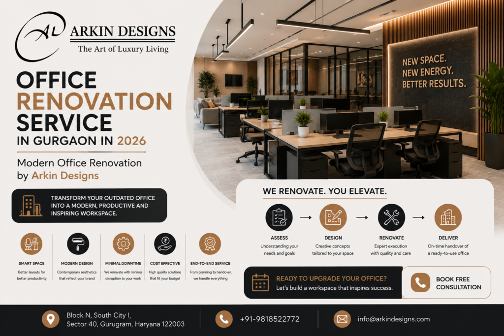 Office Renovation Service in Gurgaon in 2026  Modern Office Renovation by Arkin Designs 