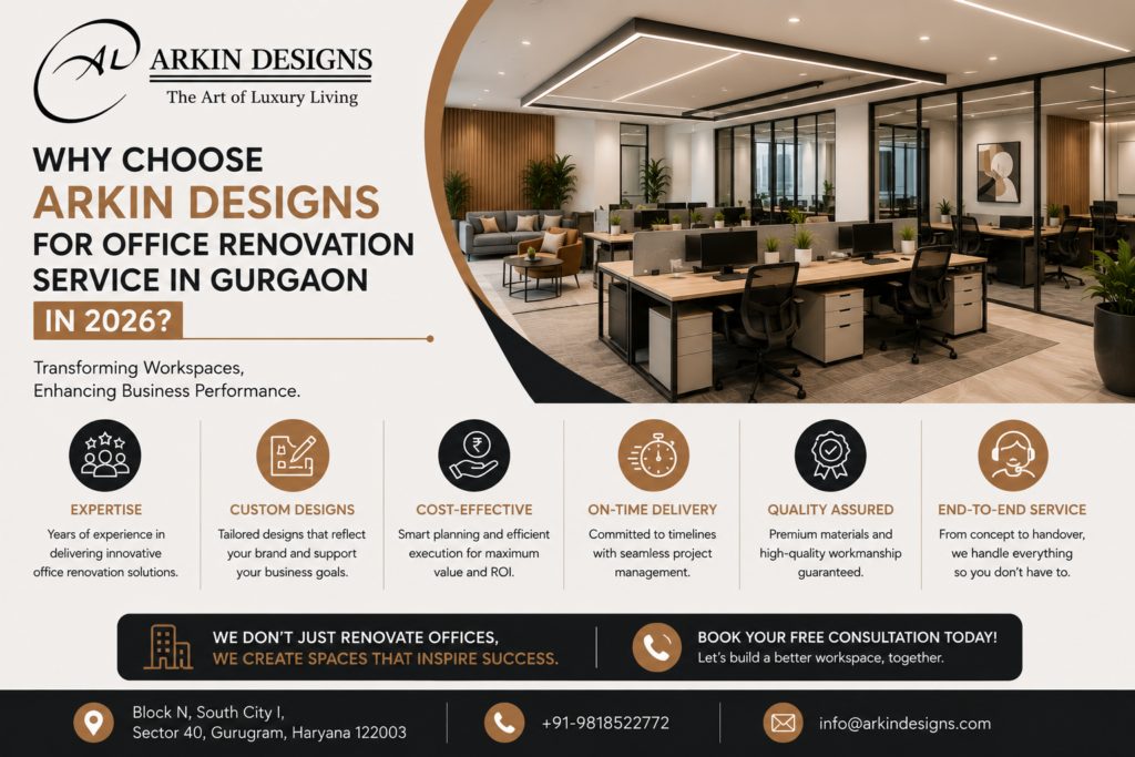 Why Choose Arkin Designs for Office Renovation Service in Gurgaon in 2026 